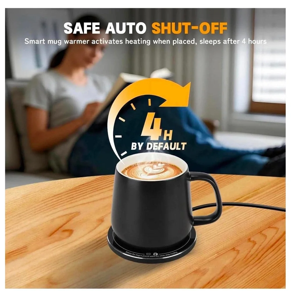 131°F Smart-Warming Ceramic Cup with Leak-Resistant Lid, 15W Wireless Charger...